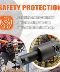 Universal Grounding Drill Adapter With Guide Pin 3/4 Male To 15/16 Female Conversion Fits 2 Stroke Engines with safety features shown.