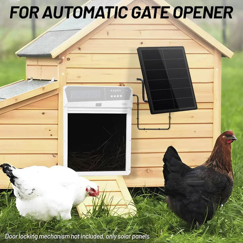 Hustle Proof Your Trail Cam Gear With This Compact 3 In 1 Mini Solar Panel Pack on a wooden coop next to chickens.