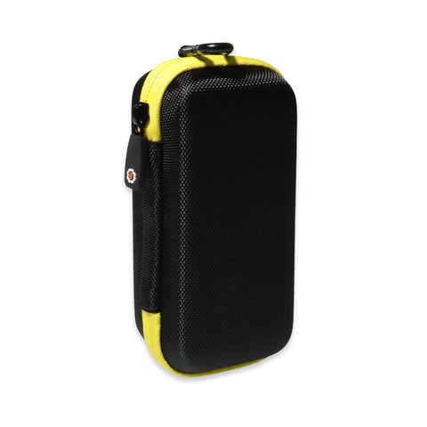 Protection Carry Case For Dual Laser Distance Meter Hella Rugged Cover For Prexiso 230Ft, black with yellow zipper, compact portable design.