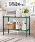 Badass Two Shelf Heavy Duty Wire Shelving Unit, 14x60x27 Green Epoxy NSF Rack For Kitchen Garage, Adjustable And Legit Storage Solution That Handles Heavy Loads Without Breaking Sweat in a laundry setup.