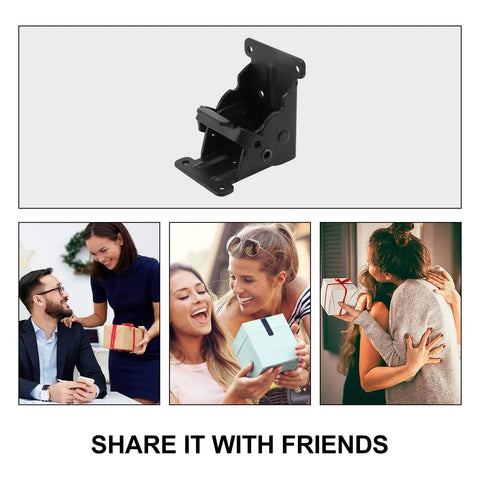 Two Pack Black Iron Folding Table Leg Hinges With Spring Mechanism Removable Easy Installation, shown with gift exchange visuals