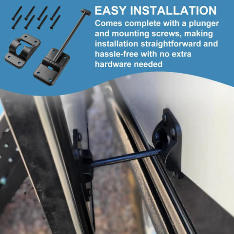 Road Warrior Six Inch T Style Entry Door Holder For Camper And RV Setups includes mounting screws and plunger for easy installation.