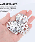 Hand holding silver discs from 100 Pc Car Hood Insulation Heat Plate Discs Kit With Iron Internal Tooth Lock Washers And Silver Rigid Fasteners