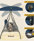 Diagram of the Upgraded 3 Seat Porch Swing With Canopy And Stand For Backyard Patio, highlighting adjustable canopy features.