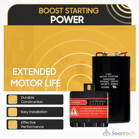 Heavy Duty Hard Start Capacitor Kit With Relay Delivers Slick Kickstart For 4 To 5 Ton AC Compressors Hella Reliable HVAC Component 270 To 324 Microfarads 240 Volt with detailed labels