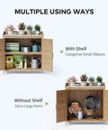 Outdoor Potting Bench With Metal Tabletop And Double Doors Garden Work Bench for organizing tools and plants, adjustable shelf option.