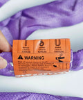 Label of Beefy Heavy Duty Round Slings For Aerial Lyra Hoop Rig And Aerial Silks Polyester Spanset Lifting Sling showing capacities.