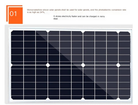 Heavy Duty Outdoor Solar LED Flood Light With Remote Mounting Bracket Auto Dusk To Dawn Sensor  Monocrystalline silicon solar panel with 24% efficiency.