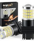 Premium 3157 Led Light Bulbs White Super Bright Tail Brake Reverse And Turn Signal Pair in packaging with LED design.