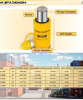 Badass 50 Ton Hydraulic Cylinder Jack Set With CP 700 Hand Pump And Two Inch Stroke Single Acting Auto Retract Ram image showing specs, dimensions, and features.
