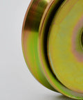 Built Tough 3.5 Inch V Groove Gate Wheel For V Profile Sliding Tracks With Sealed Bearings close-up view of roller detail