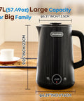1.7L Large Electric Kettle With Temperature Control, 7 Cup Capacity For Coffee And Tea, 1200W Fast Boil, Keep Warm, Black design