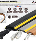 Heavy Duty Cable Management Sleeve For Cords And Wires Pro Grade Floor Protector Tubing in black, gray, and brown PVC