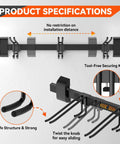Premium Heavy Duty Ski And Snowboard Wall Rack For Garage features adjustable hooks and tool-free securing knobs for easy use.