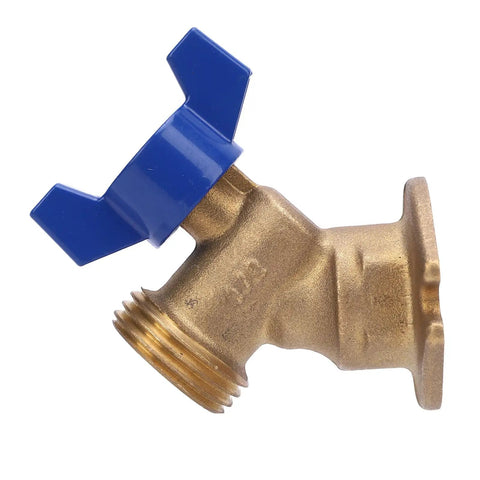 Heavy Duty Quarter Turn Ball Valve Brass G1/2 Female Thread To G3/4 Male Thread Plumbing Connector, blue handle, compact design.