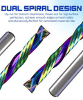 Compression CNC Router Bits With DLC Coating For Precision Milling, 1/8 Inch Shank, dual spiral design, close-up view.
