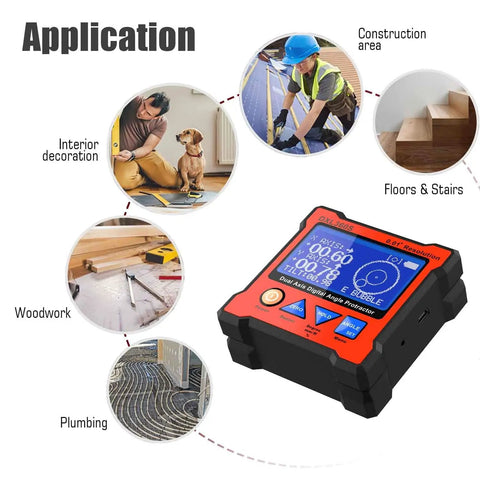 Dual Axis Digital Protractor With Five Face Magnetic Base 0.01 Degree Resolution Digital Level Inclinometer with application images