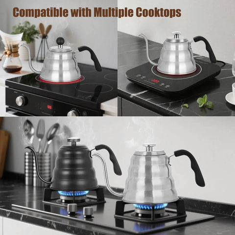 Gooseneck Kettle For Manual Drip Coffee And Tea Barista Grade 40oz Stainless Steel Pour Over Kettle With Thermometer For Stovetop Use