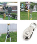 2-Pack M15 Single Pulley Block Stainless Steel Heavy Duty Hardware in use with wire rope for lifting 35kg load