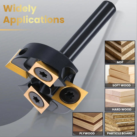 Slab Flattening Router Bit With One Quarter Inch Shank And One And A Quarter Inch Cutting Diameter Tungsten Carbide Inserts