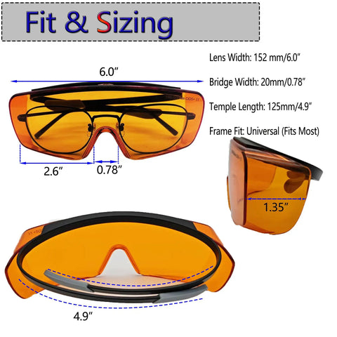 Badass Heavy Duty UV Safety Glasses Engineered To Block Harmful 254Nm UV Rays For Tlc Lab Tasks Ansi Z 871 Certified frame fit sizing guide.