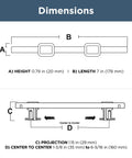 Top Shelf 10 Pack Adjustable Cabinet Handles In Elegant Champagne Bronze Finish dimensions illustration showing height, length, projection, and center measurements.