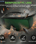Lightweight IR5.0 Welding Sunglasses Featuring A Snug Wrap-Around Fit For Kickass Eye Protection During Hardcore Shop Jobs And Weekend Garage Builds With Zero Sweat Interference with a reinforced PC lens.