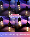 Adjustable brightness of Outdoor String Lights For Patio And Backyard 48 Feet RGBW LED Bulb Set With 12 Volt Low Voltage Safety