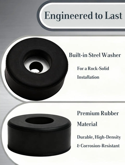 Close-up of Heavy Duty Anti Vibration Rubber Feet with built-in steel washer for installation on machinery.