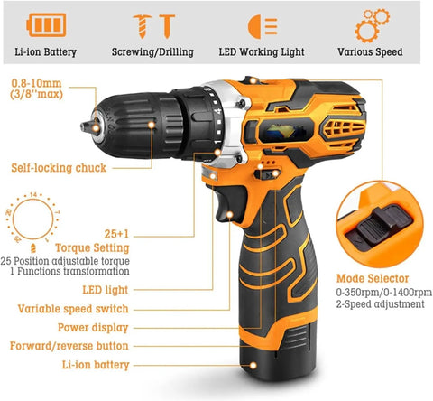 Rugged 21V Cordless Drill With Kickass Torque That Handles Overhead Tasks Fast Compact Impact Driver with self-locking chuck
