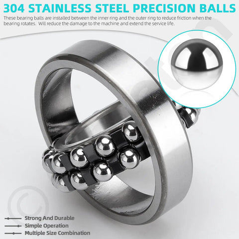 Heavy Duty Loose Bicycle Bearing Balls Assortment Kit With 300 Precision Steel Replacement Balls Across 12 Ready To Roll Sizes For Bikes Skateboards And Gears Quick Tuned Fix, showing 304 stainless steel precision bearings.
