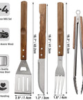 Stainless Steel BBQ Grill Tools Set With Ergonomic Wood Handles Includes Spatula Tongs Knife Fork And Carry Bag For Outdoor Grilling