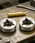 Premium Dual Size V Groove Drive Roll Kit With.030 And.035 Mig Welder Wire Feeder Gears And Precision Tool shown on a workbench.