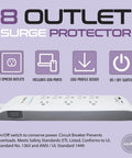 25 Foot USB C And USB A Surge Protector Power Strip With 8 Outlets 4200 Joules Heavy Duty Overload Protection Flat Plug Design