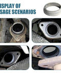 Heavy Duty Graphite Exhaust Donut Gaskets 2 Pack 65mm Inner Diameter shown in various installation scenarios for street rods.