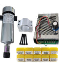 Top Shelf 800W CNC Spindle Motor Kit Featuring 20000 RPM Slick Air Cooled Tech Plug And Play ER16 Chuck Variable Speed Governor And Power Supply with collets and power supply