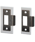 Quick Door Latch Repair Kit With Bronze Finish two door latch plates with white and bronze color for sticking doors.