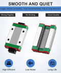 Premium Quality MGN12 Linear Guide Rail System 300Mm With Heavy Duty Bearing Steel Carriages Built Different For Ender 3 3D Printers And Performance Cnc Tools Today, showing two steel carriages with smooth sliding features.