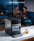 Top Counter Ice Cube Maker App Enabled Produces 110 Massive Two Inch Crystal Clear Daily Cubes For Your Home Bar with quiet operation.
