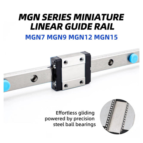 Image of MGN Series Miniature Linear Guide Rail for CNC and 3D Printer, CH Type MGN7 9 12 15, single carriage motion slide.