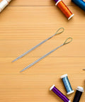 Five Piece Elastic Waistband And Drawstring Threader Set Made From Durable Steel For Dope Effortless Threading In Hoodies Bags And Garments Perfect Tool For Quick Drawstring Insertion And Easy Elastic Band Repairs on wooden table
