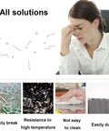 Woman expressing frustration about cleaning with images of broken glass, dirt, and a messy surface for Badass Tempered Glass Lazy Susan Turntable.