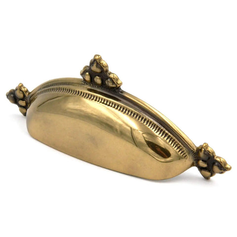 Spanish Gothic Cabinet Cup Pull In Dark Antique Copper Finish, solid brass, vintage design, fits three inch centers.