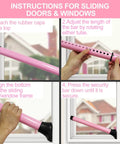 Instructions for using the Badass Door Security Bar with Adjustable Lock for Travel and Home Safety in a sliding window setup.