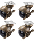 Four Pack Vintage Brass Caster Plates With Locking Wheels Heavy Duty Furniture Casters Built Like A Tank Smooth As Butter Rolling Platform For Trolleys And Shelves Indoor Outdoor