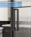 Hardcore Interior Sliding Barn Door Featuring Textured Reeded Glass Panels And Matte Black Frame Hidden Wall Track Kit Saves Wall Space And Moves Like Butter In Any Room Setup, fluted tempered glass detail, black handle.