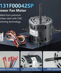 Heavy Duty 1/2 Hp 4 Speed Blower Fan Motor Compatible With Goodman Furnace Replacement 0131F00042 115V 1130 Rpm 7A Hvac Blower Motor Oem Standard Quick Swap with stainless steel design and spade connectors.