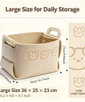 Hardcore Foldable Felt Storage Basket With Dual Handles Slick Collapsible Fabric Bin Organizer For Shelves Closet Laundry Keeps Your Crib Lookin Fresh Hassle Free Game Changer For Toys Nursery Bedroom Office In Brown, large size dimensions shown.