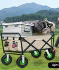 Heavy Hitter 10 Inch Pneumatic Caster Wheels Badass Inflatable Rubber Tires With Galvanized Brackets on a utility wagon.