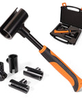 Door Hinge Gap Adjusting Tool Kit with four interchangeable wrench adapters, heavy duty steel hinge wrenches with rubber grip, tool and case.
